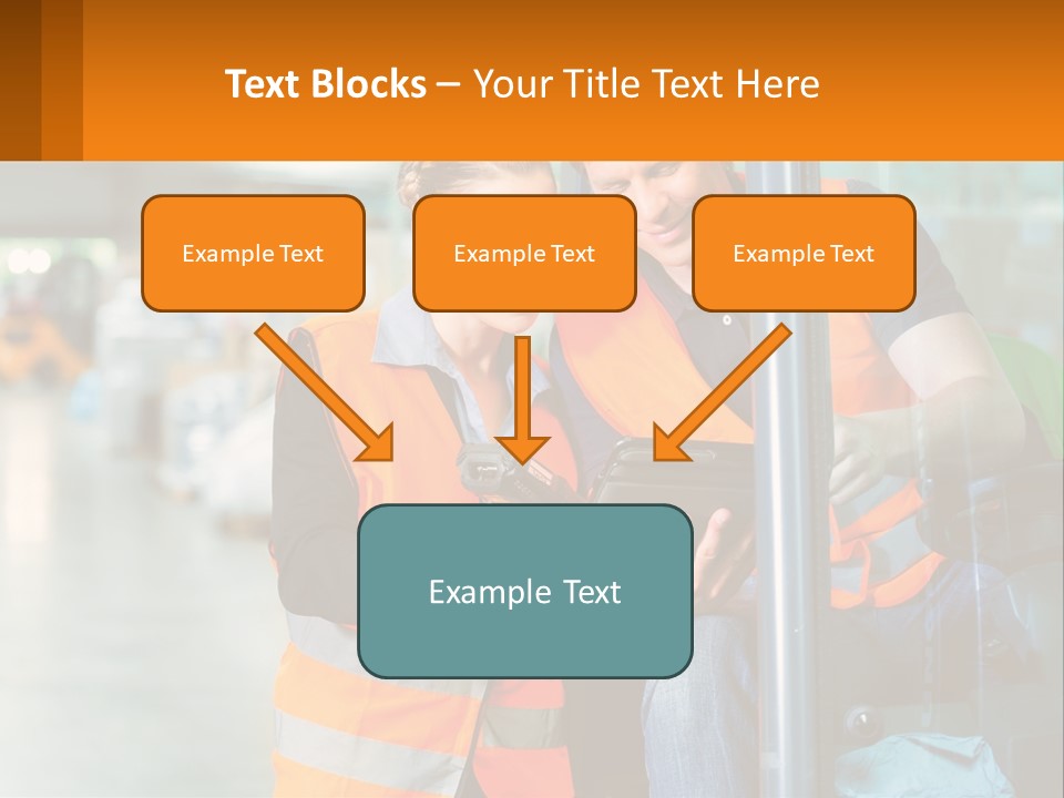 A Man And A Woman In Safety Vests Looking At A Tablet PowerPoint Template