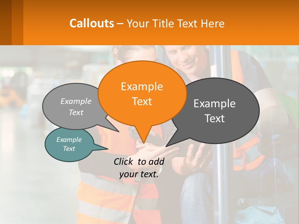 A Man And A Woman In Safety Vests Looking At A Tablet PowerPoint Template