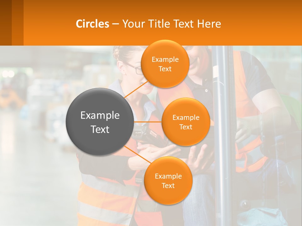 A Man And A Woman In Safety Vests Looking At A Tablet PowerPoint Template