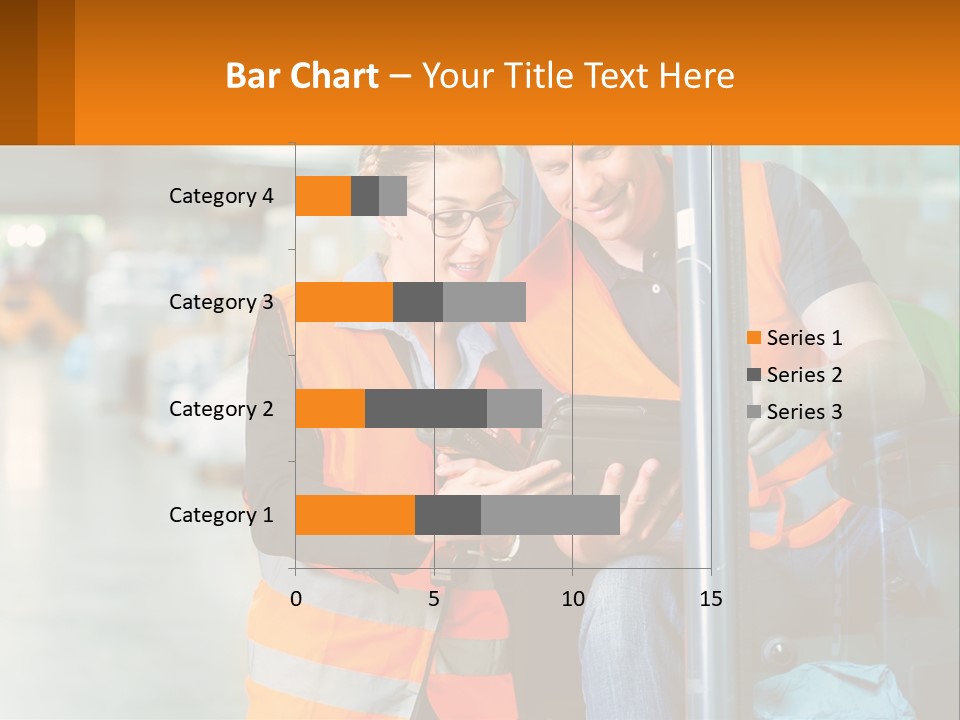 A Man And A Woman In Safety Vests Looking At A Tablet PowerPoint Template