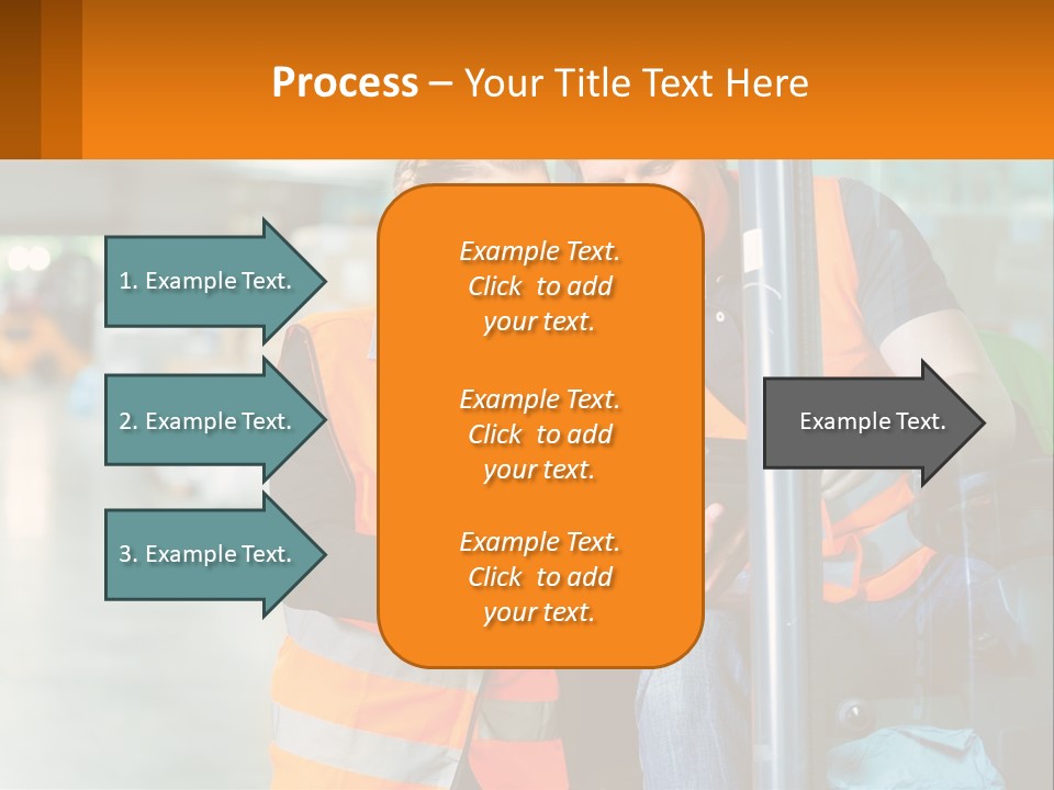 A Man And A Woman In Safety Vests Looking At A Tablet PowerPoint Template