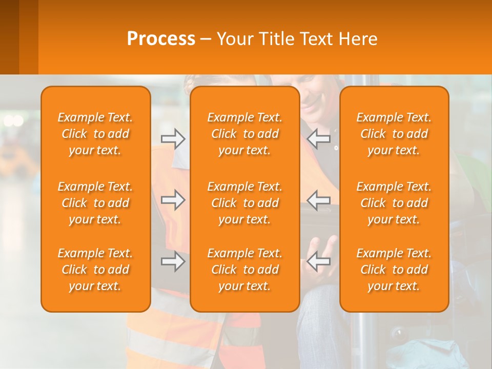 A Man And A Woman In Safety Vests Looking At A Tablet PowerPoint Template
