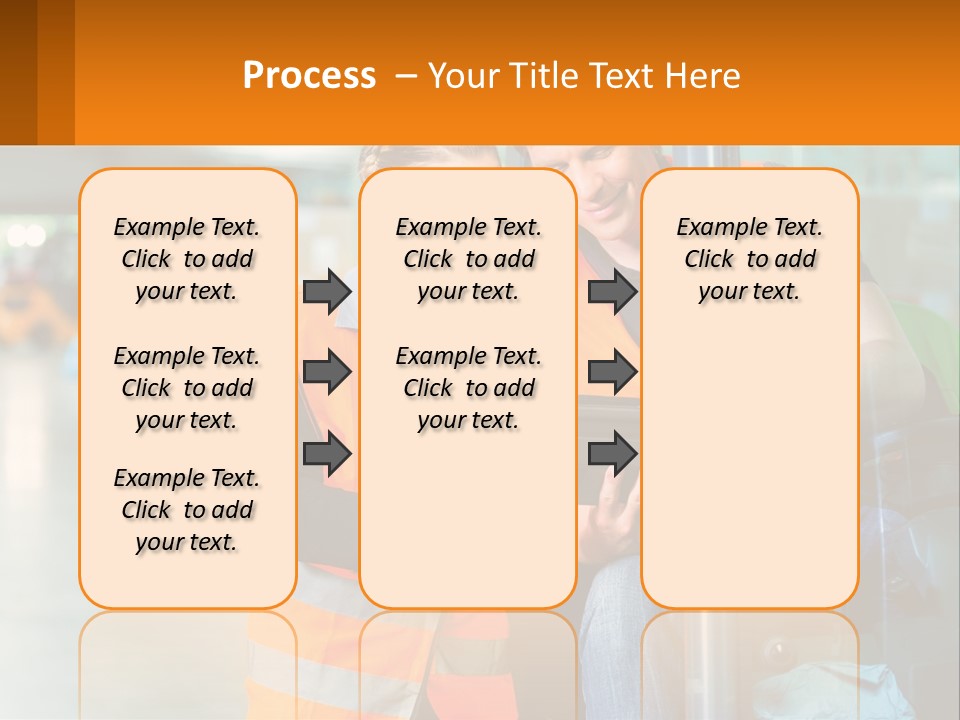 A Man And A Woman In Safety Vests Looking At A Tablet PowerPoint Template