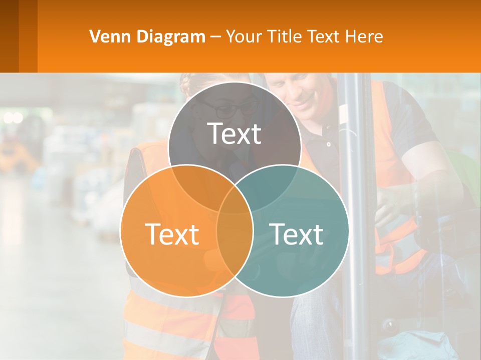 A Man And A Woman In Safety Vests Looking At A Tablet PowerPoint Template