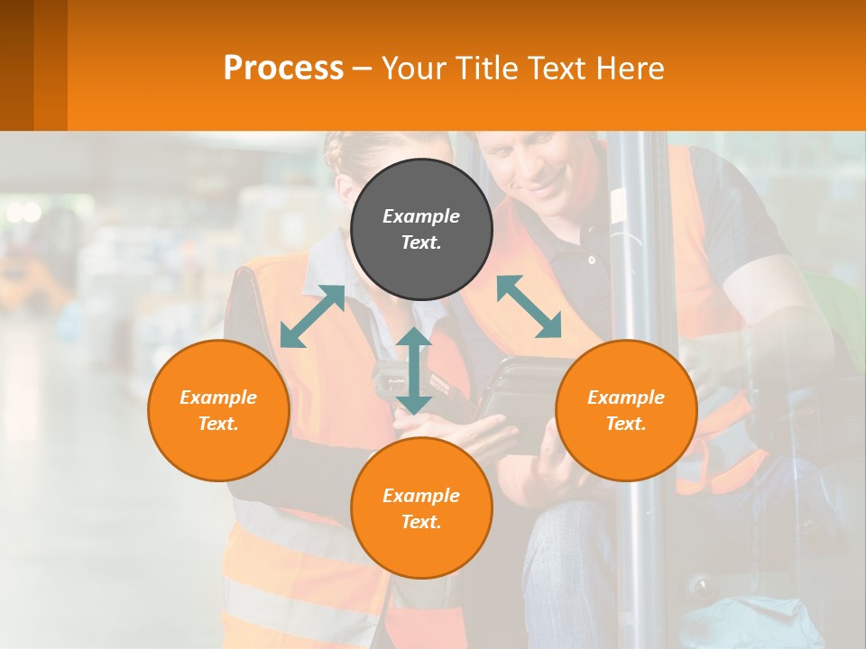 A Man And A Woman In Safety Vests Looking At A Tablet PowerPoint Template