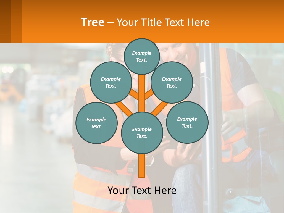 A Man And A Woman In Safety Vests Looking At A Tablet PowerPoint Template
