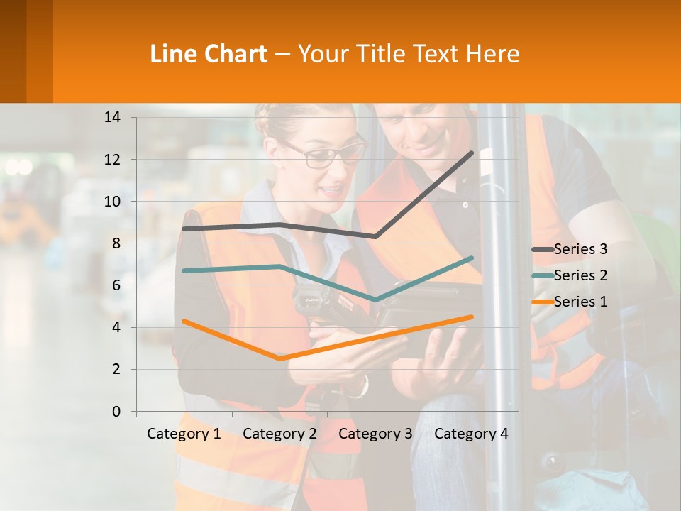 A Man And A Woman In Safety Vests Looking At A Tablet PowerPoint Template