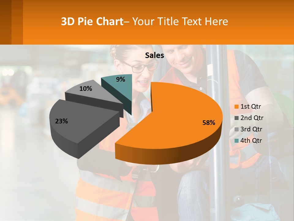 A Man And A Woman In Safety Vests Looking At A Tablet PowerPoint Template