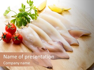 A Wooden Cutting Board Topped With Meat And Vegetables PowerPoint Template