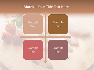 A Wooden Cutting Board Topped With Meat And Vegetables PowerPoint Template