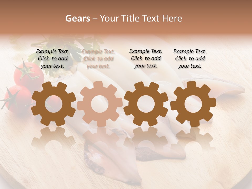 A Wooden Cutting Board Topped With Meat And Vegetables PowerPoint Template