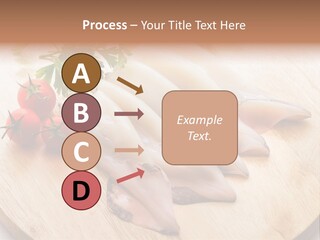 A Wooden Cutting Board Topped With Meat And Vegetables PowerPoint Template
