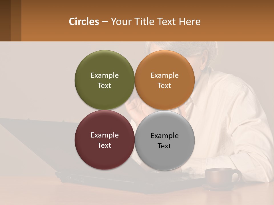 A Woman Sitting At A Table With A Laptop In Front Of Her PowerPoint Template