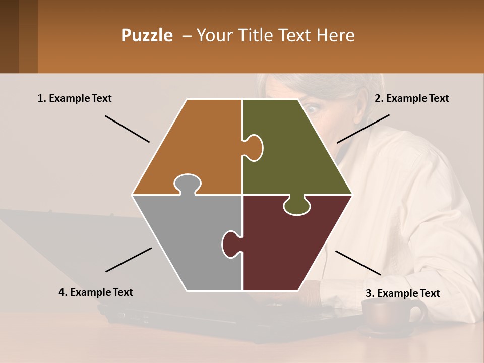 A Woman Sitting At A Table With A Laptop In Front Of Her PowerPoint Template