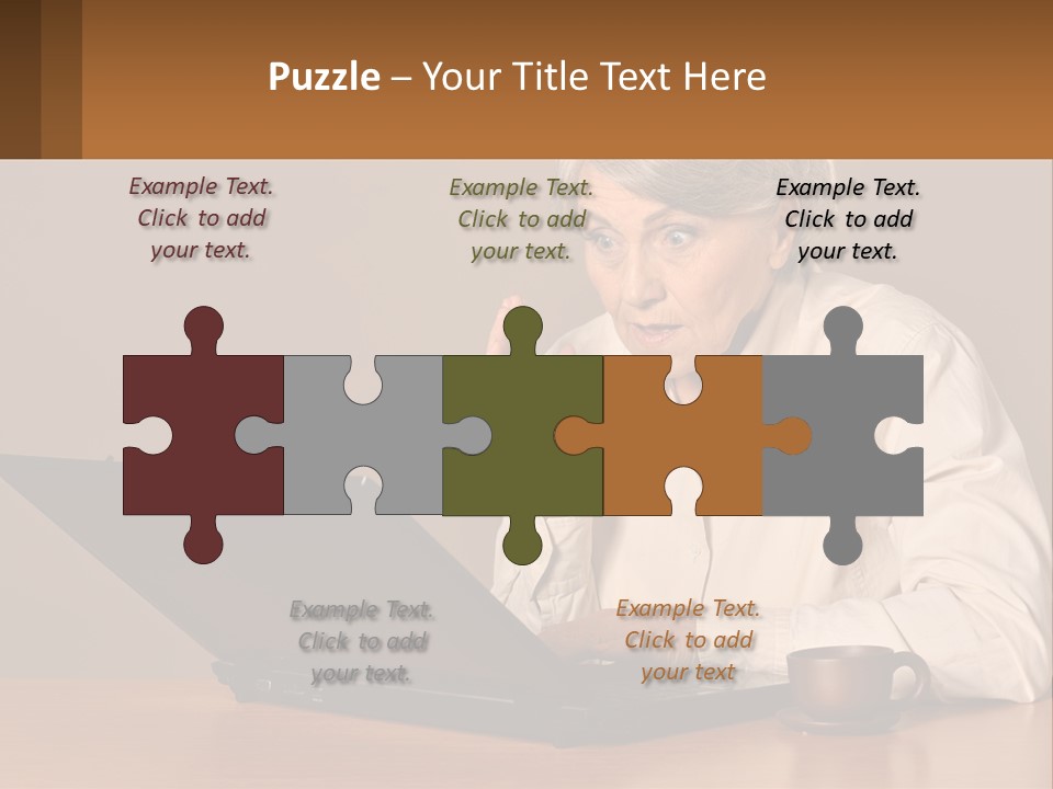 A Woman Sitting At A Table With A Laptop In Front Of Her PowerPoint Template