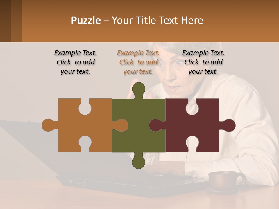 A Woman Sitting At A Table With A Laptop In Front Of Her PowerPoint Template