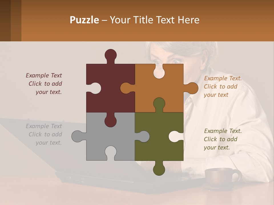 A Woman Sitting At A Table With A Laptop In Front Of Her PowerPoint Template