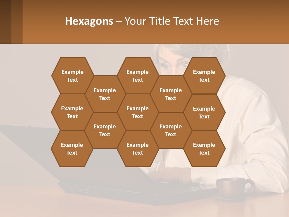 A Woman Sitting At A Table With A Laptop In Front Of Her PowerPoint Template