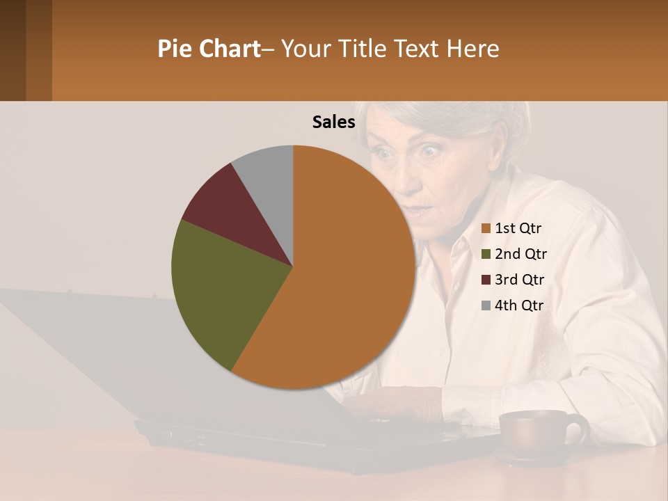 A Woman Sitting At A Table With A Laptop In Front Of Her PowerPoint Template