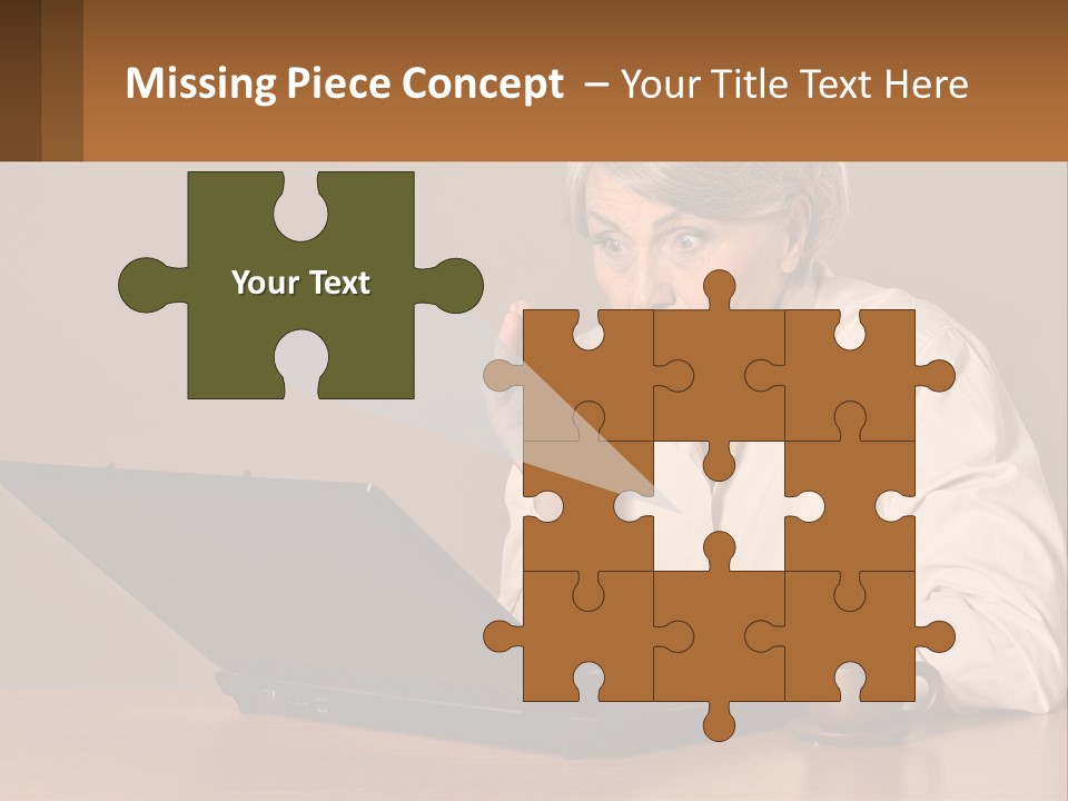 A Woman Sitting At A Table With A Laptop In Front Of Her PowerPoint Template