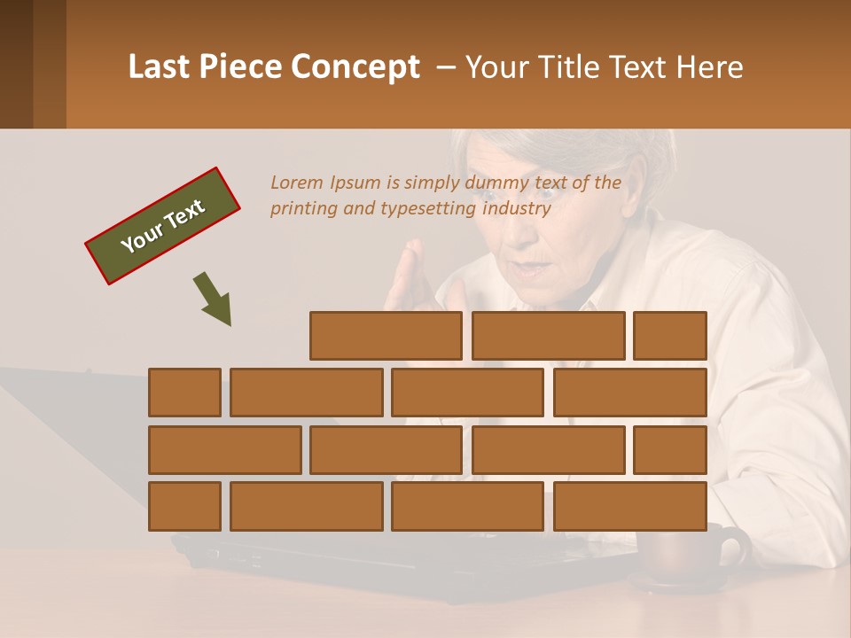 A Woman Sitting At A Table With A Laptop In Front Of Her PowerPoint Template