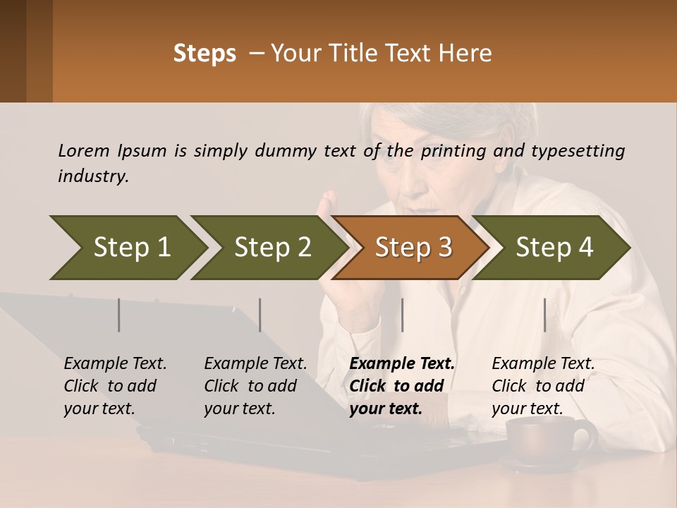 A Woman Sitting At A Table With A Laptop In Front Of Her PowerPoint Template