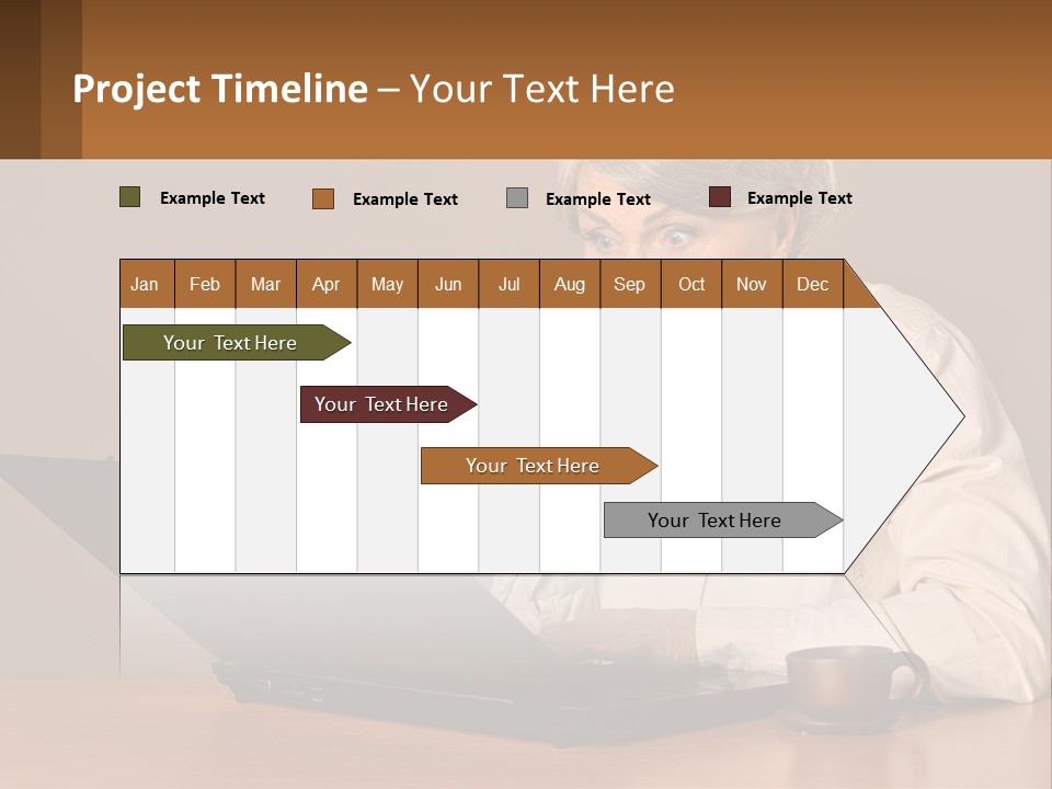 A Woman Sitting At A Table With A Laptop In Front Of Her PowerPoint Template