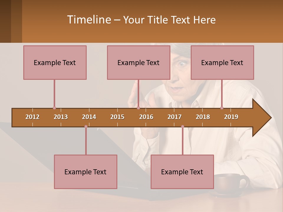 A Woman Sitting At A Table With A Laptop In Front Of Her PowerPoint Template