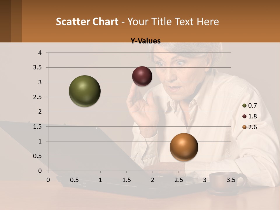 A Woman Sitting At A Table With A Laptop In Front Of Her PowerPoint Template
