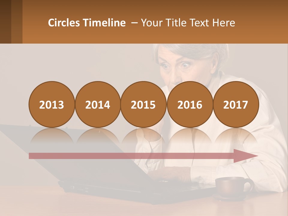 A Woman Sitting At A Table With A Laptop In Front Of Her PowerPoint Template