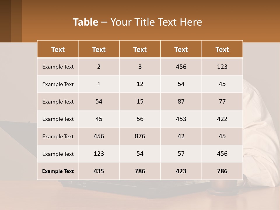 A Woman Sitting At A Table With A Laptop In Front Of Her PowerPoint Template