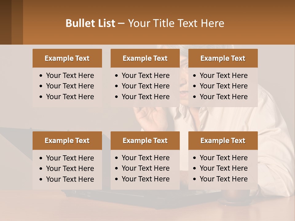 A Woman Sitting At A Table With A Laptop In Front Of Her PowerPoint Template