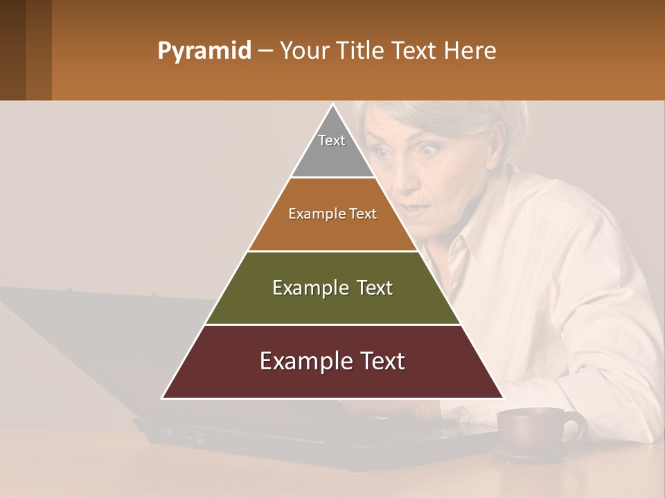 A Woman Sitting At A Table With A Laptop In Front Of Her PowerPoint Template