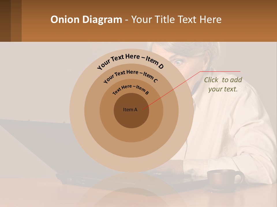 A Woman Sitting At A Table With A Laptop In Front Of Her PowerPoint Template