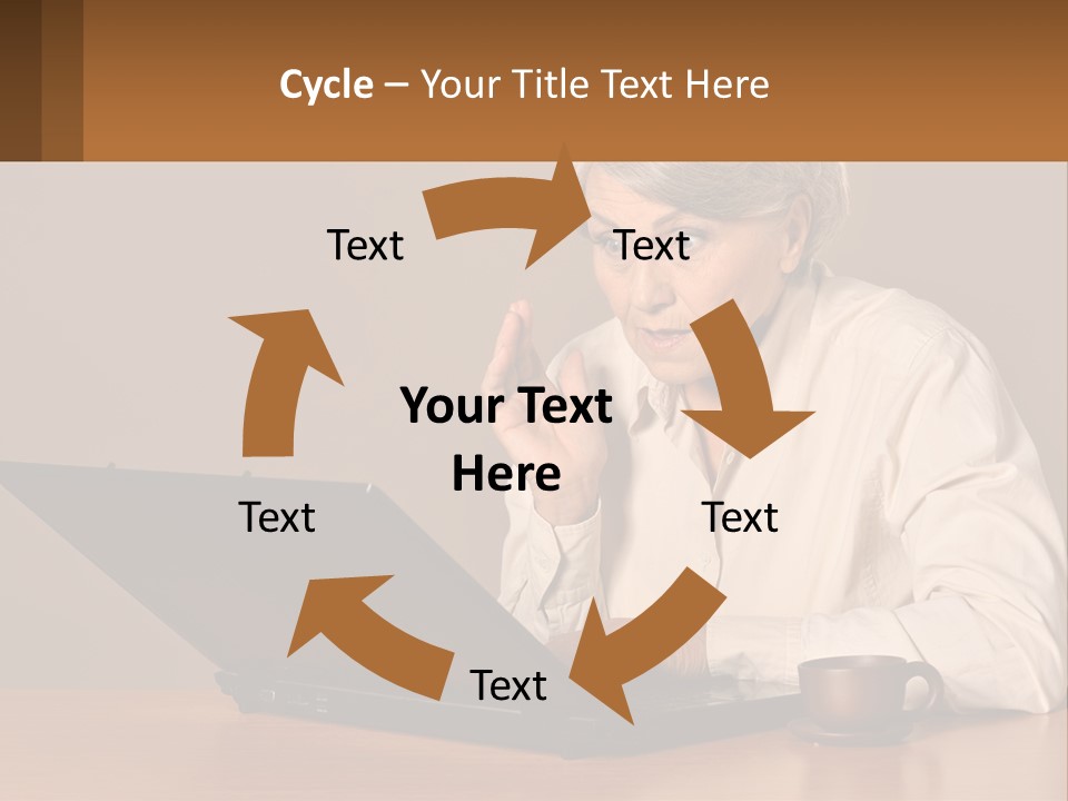 A Woman Sitting At A Table With A Laptop In Front Of Her PowerPoint Template