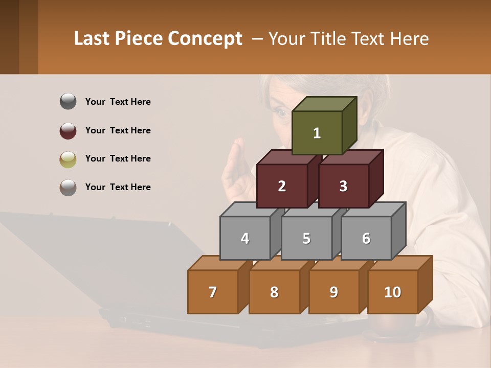 A Woman Sitting At A Table With A Laptop In Front Of Her PowerPoint Template
