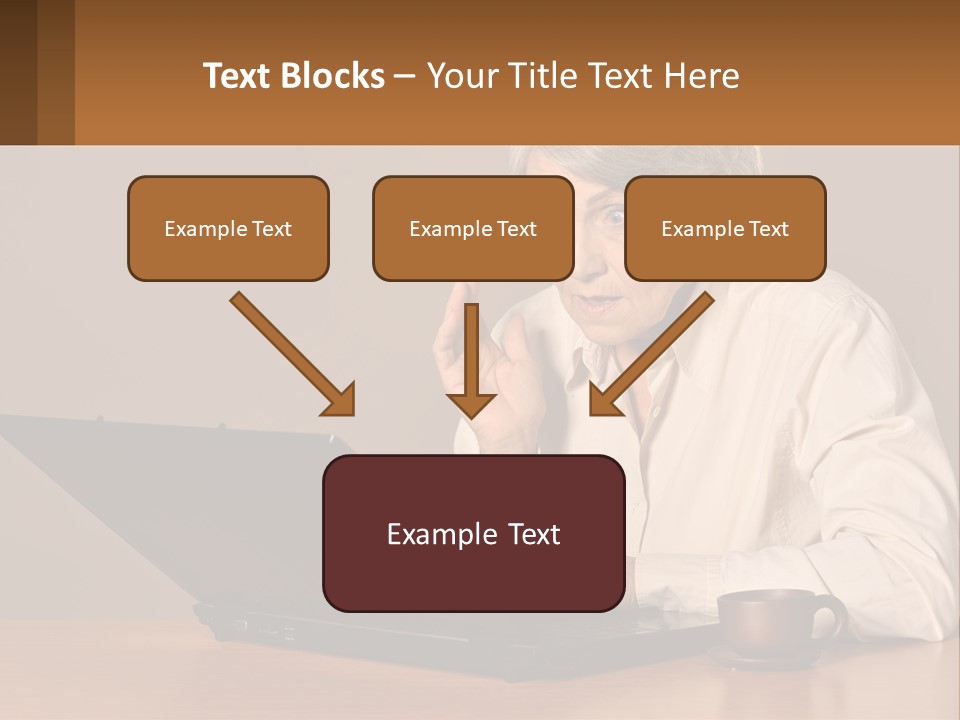 A Woman Sitting At A Table With A Laptop In Front Of Her PowerPoint Template