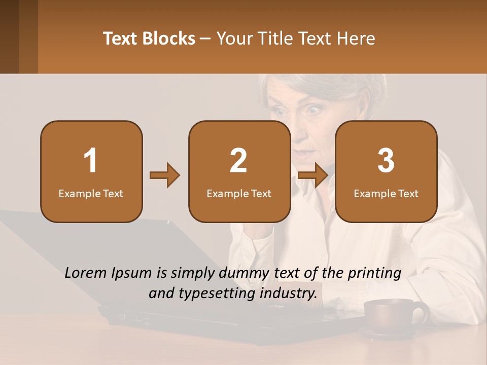 A Woman Sitting At A Table With A Laptop In Front Of Her PowerPoint Template