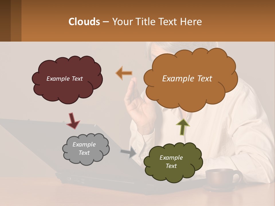 A Woman Sitting At A Table With A Laptop In Front Of Her PowerPoint Template