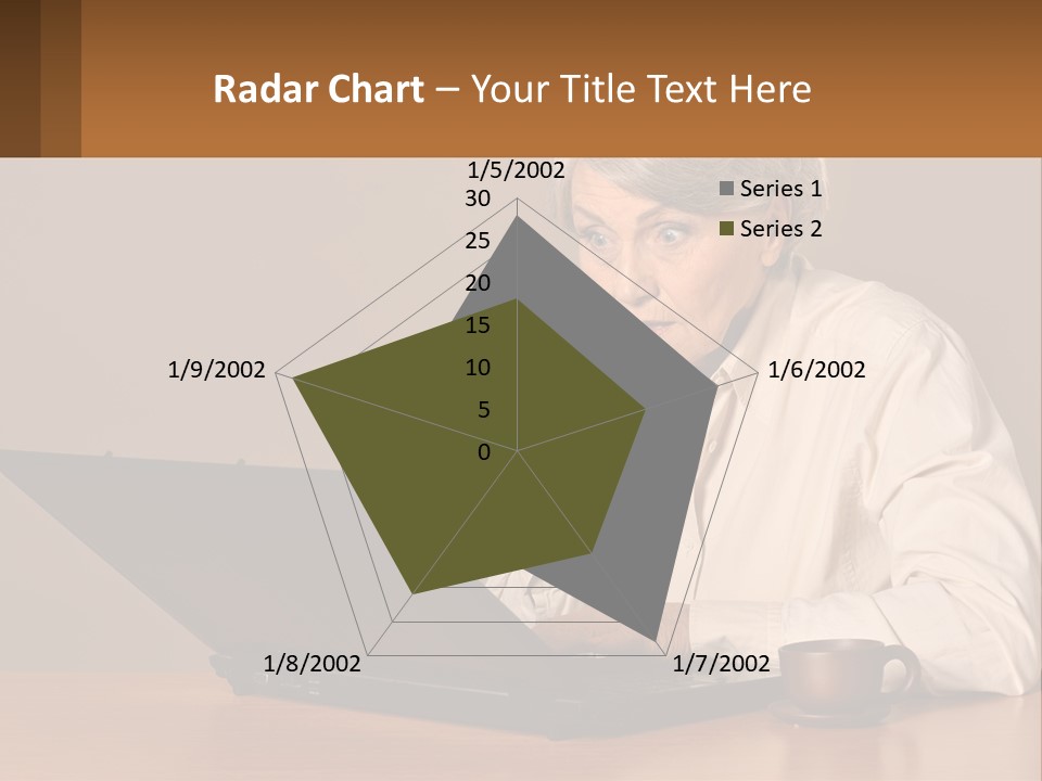 A Woman Sitting At A Table With A Laptop In Front Of Her PowerPoint Template