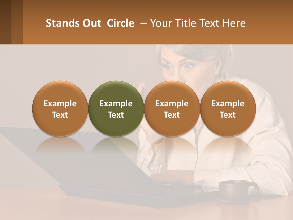 A Woman Sitting At A Table With A Laptop In Front Of Her PowerPoint Template