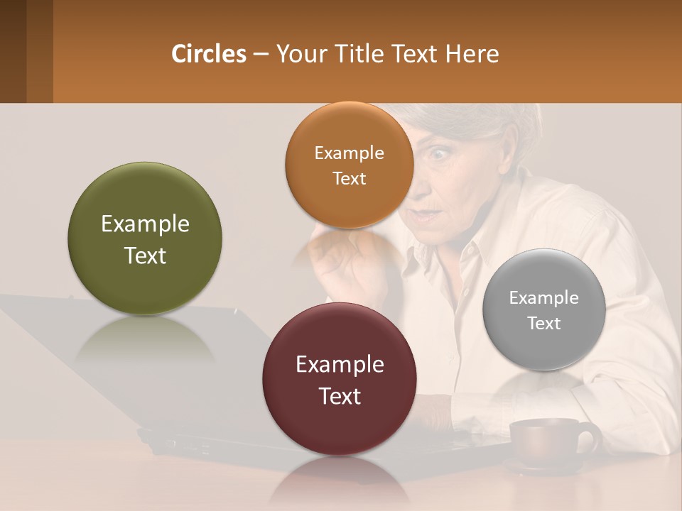 A Woman Sitting At A Table With A Laptop In Front Of Her PowerPoint Template