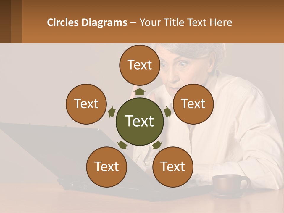 A Woman Sitting At A Table With A Laptop In Front Of Her PowerPoint Template