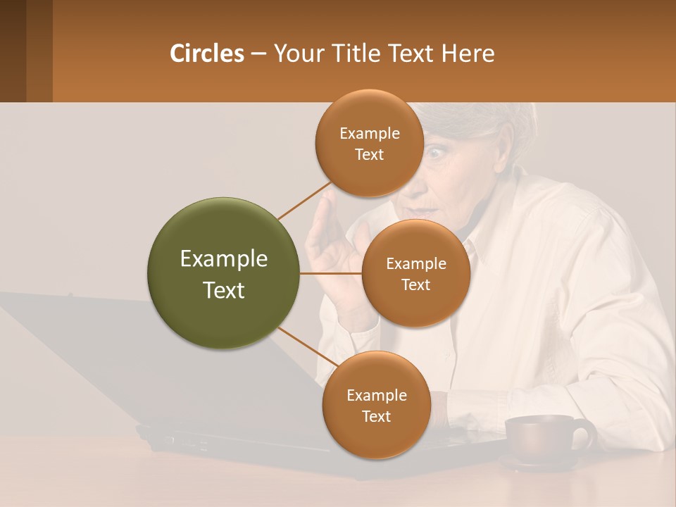 A Woman Sitting At A Table With A Laptop In Front Of Her PowerPoint Template