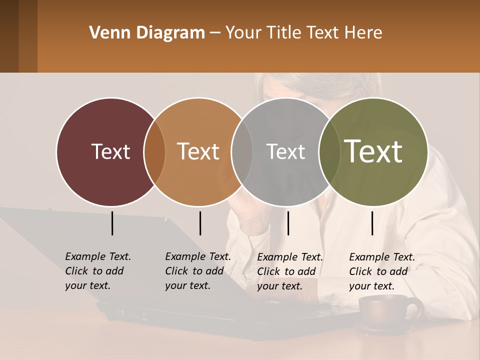 A Woman Sitting At A Table With A Laptop In Front Of Her PowerPoint Template