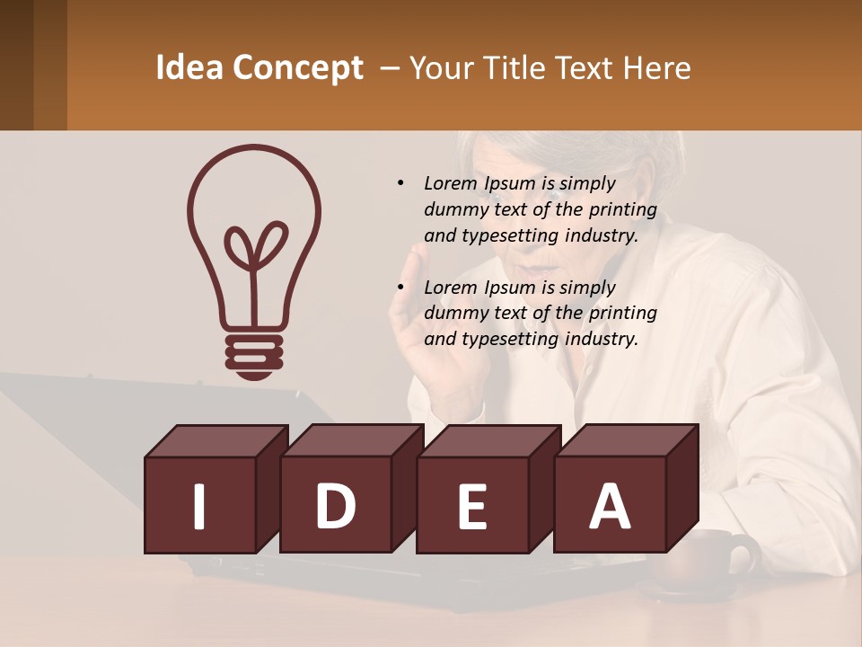 A Woman Sitting At A Table With A Laptop In Front Of Her PowerPoint Template