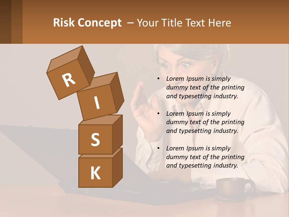 A Woman Sitting At A Table With A Laptop In Front Of Her PowerPoint Template