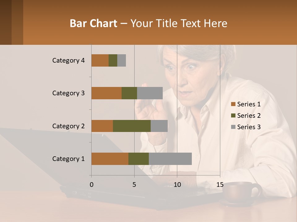 A Woman Sitting At A Table With A Laptop In Front Of Her PowerPoint Template