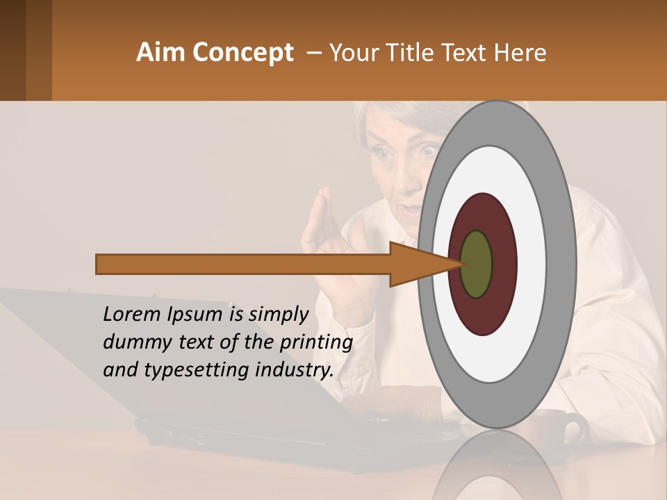 A Woman Sitting At A Table With A Laptop In Front Of Her PowerPoint Template