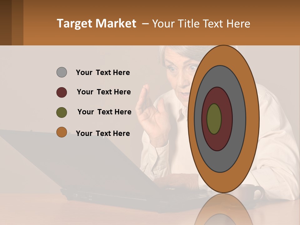 A Woman Sitting At A Table With A Laptop In Front Of Her PowerPoint Template